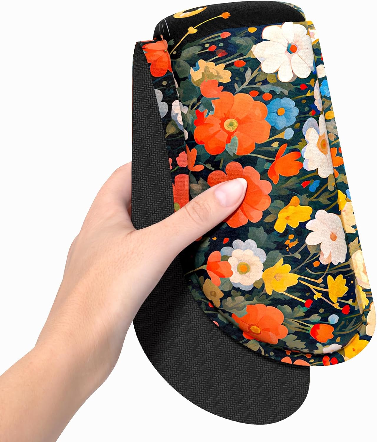Dapesuom Enlarge Keyboard Wrist Rest, Memory Foam Wrist Cushion for Desk Mat Support, Cute Pain Relief Keyboard Mouse Pad Rests Set with Non-Slip Base for Gaming Laptop Office Computer, Elegant Flower