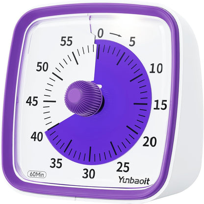 Yunbaoit Visual Timer with Night Light, 60-Minute Countdown Timer for Kids and Adults, Silent Classroom Timer, Time Management Tool for Home, School, or Work (Light Blue)