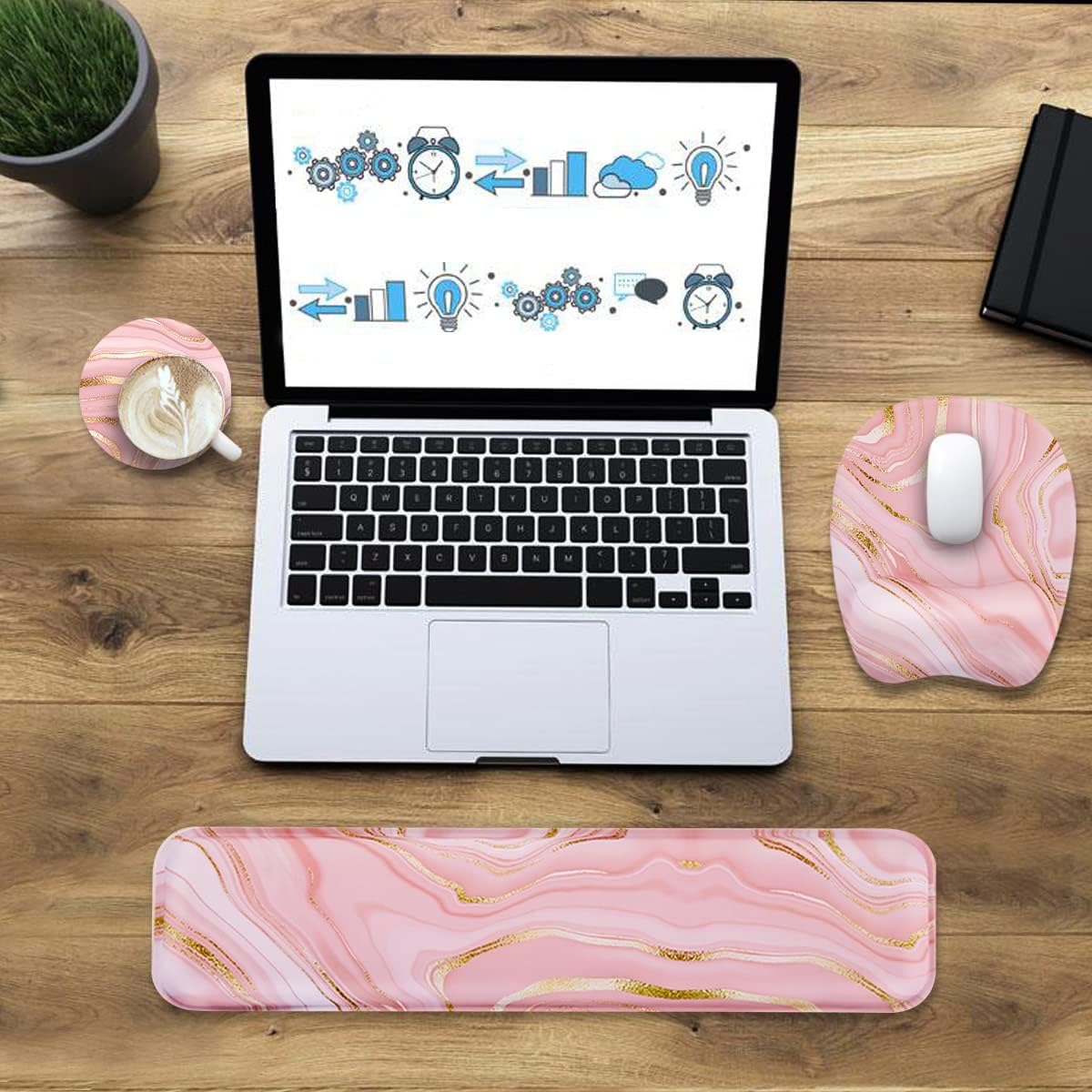 WB WEIRDBEAST Keyboard Wrist Rest Large Mouse Pad Wrist Support for Computer, 4 in 1 Memory Foam Keyboard Pad Desk Mat Ergonomic Hand Rest Wrist Cushion for Home Office Gaming-Pink