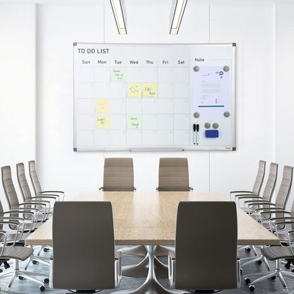 VEVOR Magnetic Glass Whiteboard, Dry Erase Board 36"x24", Wall-Mounted Large White Glassboard Frameless, with Marker Tray, an Eraser and 2 Markers, Black