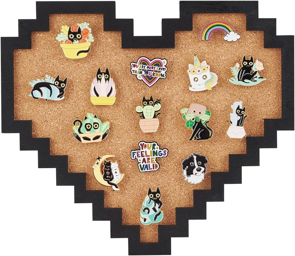BENECREAT Pin Board Square Cork Board, 0.8inch Thick Bulletin Display Board Wall Mounted Cork Board for Brooch Pin Storage, Office Home Festival Wedding Decor, 7.8x7.8inch