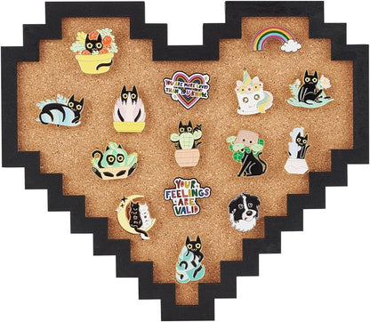 BENECREAT Pin Board Square Cork Board, 0.8inch Thick Bulletin Display Board Wall Mounted Cork Board for Brooch Pin Storage, Office Home Festival Wedding Decor, 7.8x7.8inch