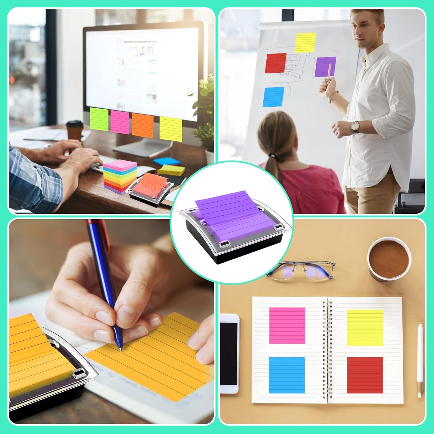 1 Pcs Pop Up Sticky Note Dispenser Sticky Note Holder Pop Up Note Dispenser Transparent Top for 3 x 3 Inch Sticky Notes School Office Home Store Black Base Clear Top (1)