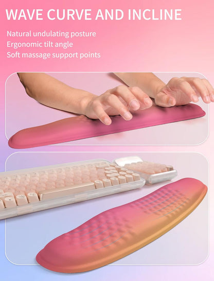 Hokafenle 2in1 Combination, Wave Keyboard Wrist Rest and Ergonomic Curvature Mouse Pad Wrist Support for Relieve Wrist Pain, Filled with Soft Cushion Memory Foam, Black