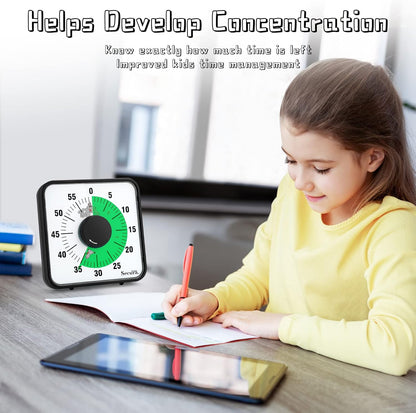Secura Home 60-Minute Visual Timer, 7.5 Inch Oversize Countdown Timer Clock for Kids and Adults, Durable Mechanical Time Management Tool with Magnetic Backing （Dark Green）