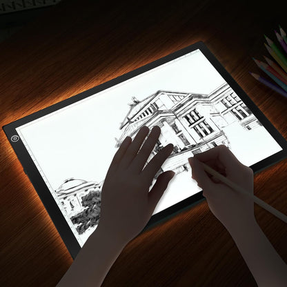 KIVOTAC 9x12 Inch LED Light Pad, Ultra-Thin USB Powered Bright Light up Box Adjustable Light Table for Drawing, Weeding Vinyl, Diamond Art, Sketching, Tracing and Animation