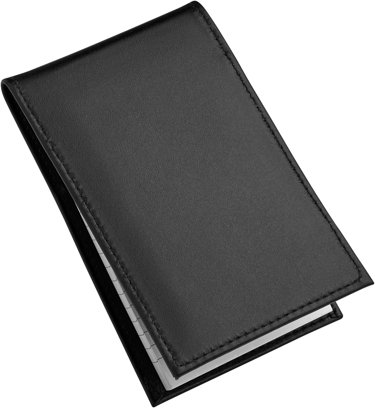 D&K Black Leather Notepad Holder for 3x5 Memo Pads, Refillable Pocket Notebook with Wallet for Law Enforcement, Investigator, Security Officer Gifts, EDC Case, Includes Small Flip Pocket Note Pad