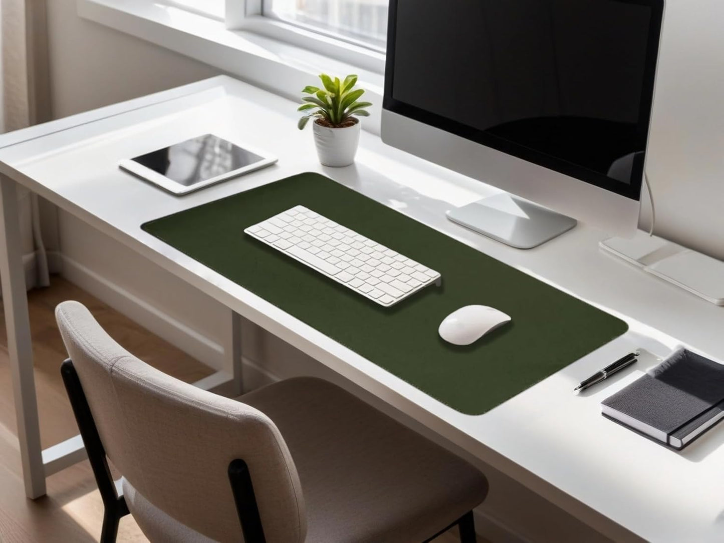 Desk Pad Mat Dual-Sided Natural Cork and PU Leather Non-Slip Water-Resistant Desk Matt for Desktop