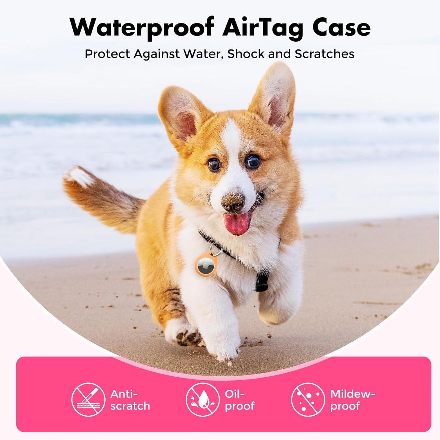 UNBREAKcable AirTag Holder for Apple - 4 Pack Air Tag Case [Fit Tightly Design] [Easy to Install] [Hold Securely] Waterproof TPU Protective Cover with Metal Keychain for Kids,Pet,Luggage,Backpack,Keys