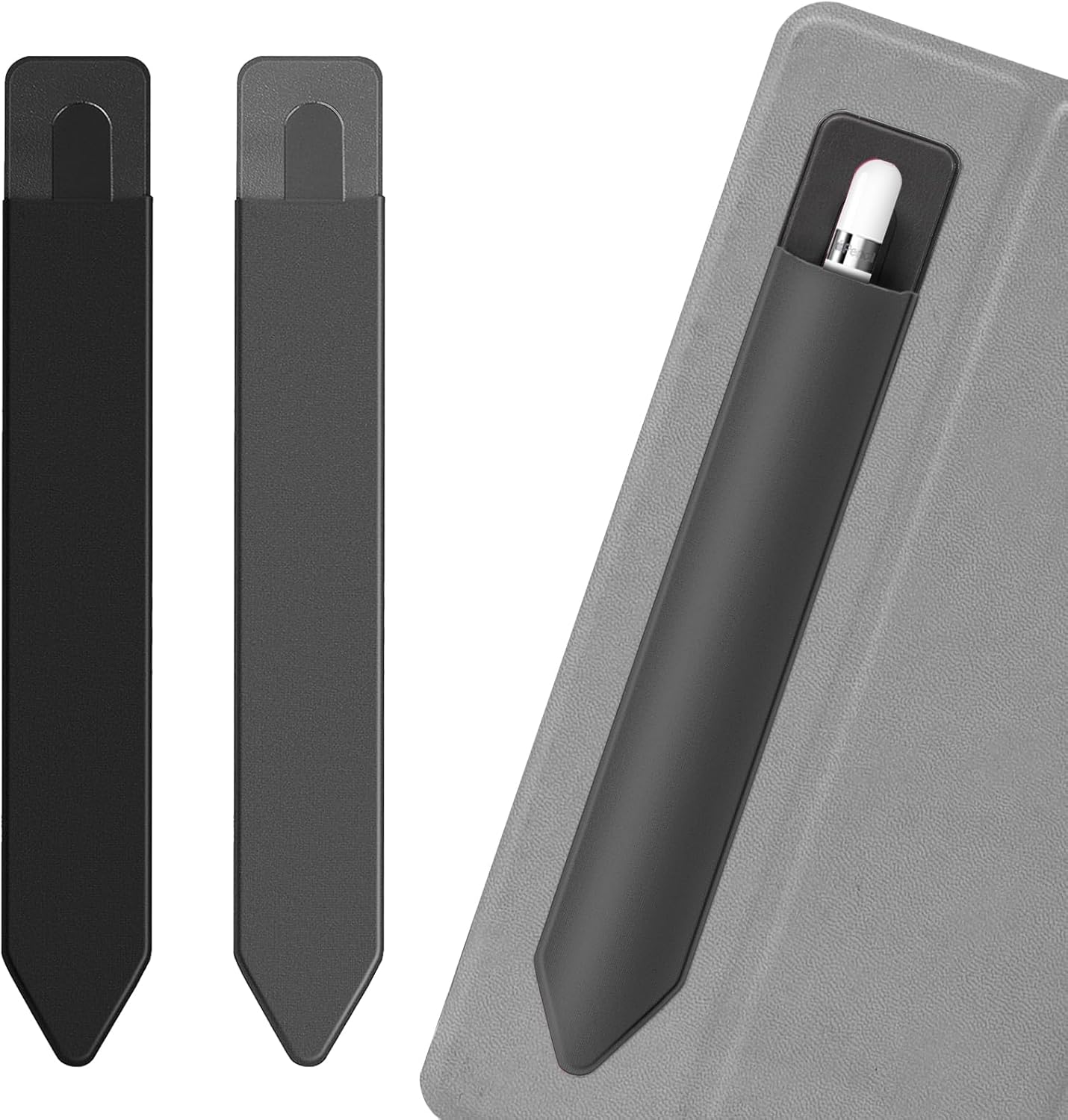 2 Pack Pencil Holder for Apple Pencil 1st 2nd Generation, YUOROS Adhesive Pencil Sleeve for iPad iPad 9th/8th Gen, Tablet Stylus Surface Pen (Black, Black)
