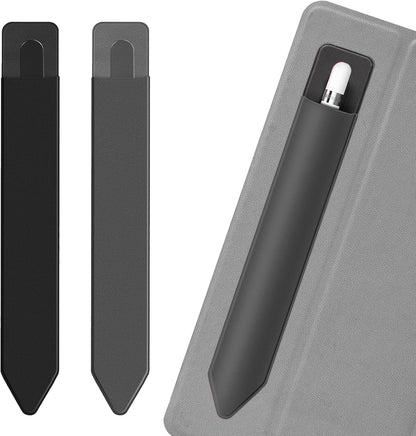 2 Pack Pencil Holder for Apple Pencil 1st 2nd Generation, YUOROS Adhesive Pencil Sleeve for iPad iPad 9th/8th Gen, Tablet Stylus Surface Pen (Black, Black)
