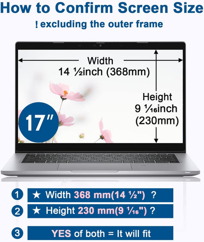 IPROKKO Laptop Privacy Screen 14 Inch 16:9 Aspect, Compatible with HP, Dell, Acer, Asus, Samsung, Lenovo Yoga & More, Removable Anti Blue Light Glare Spy Computer Monitor Filter Security Shield