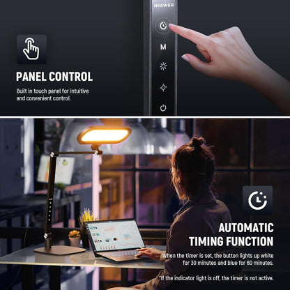 NEEWER Entry Level Version 32" LED Light with Clamp for Desk Home Office Dorm Designer Drafting, 20W Dual Computer Monitor Architect Lamp Bar, Flexible Overhead 2200lux/Remote/5 Modes CRI80+, N21