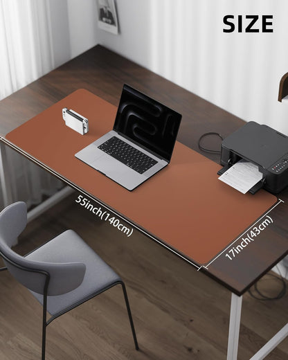 AFIING Desk Pad Protector 23.6" x 13.7" - Non-Slip Waterproof PU Leather Desk Mat for Mouse, Keyboard, Laptop, Office and Home Workspace (Beige)