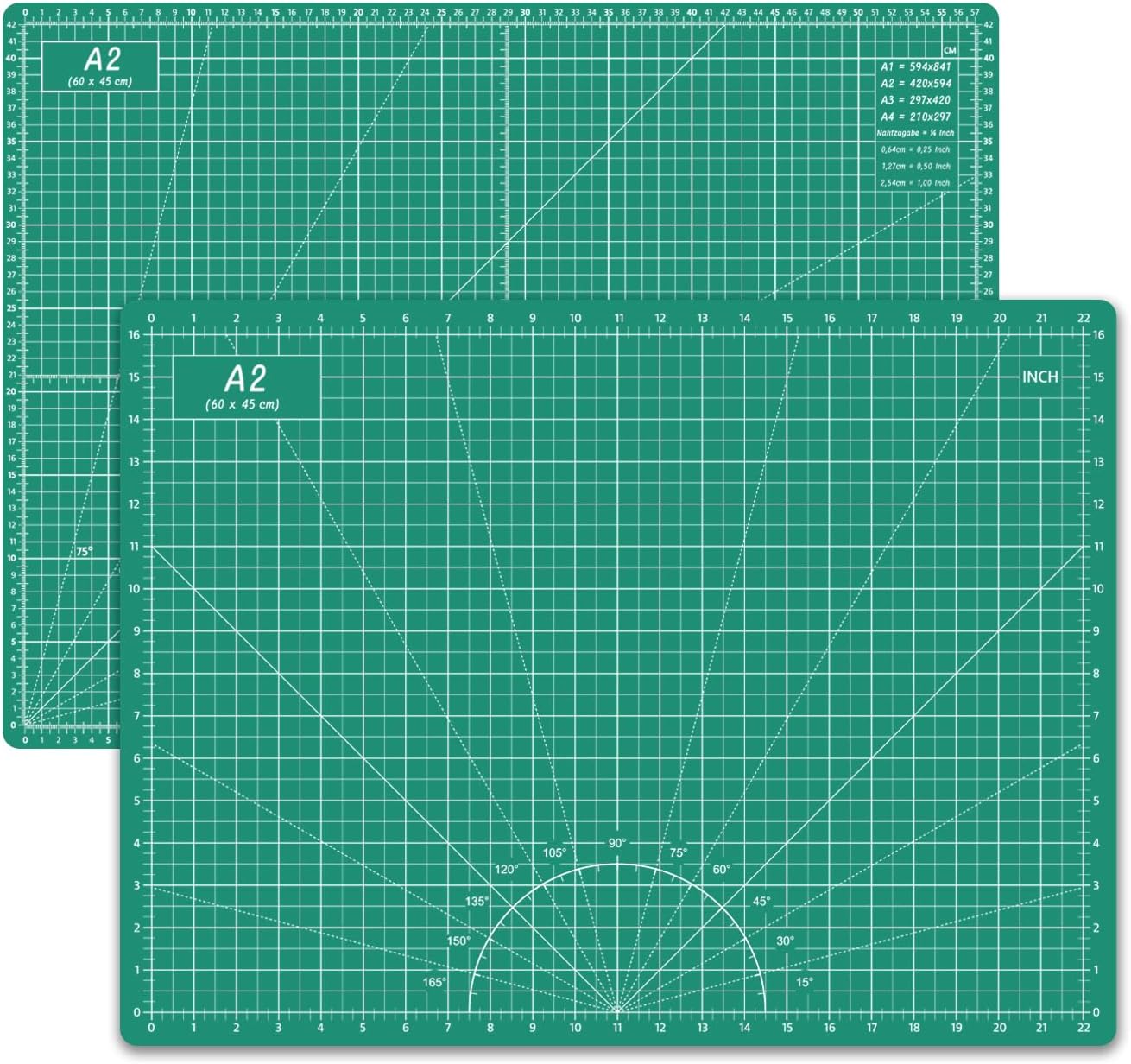 HEADLEY TOOLS 18" x 24" Thickened Self Healing Cutting Mat, A2 Rotary Cutting Sewing Mat for Crafts, Double Sided 5-Ply Table Cutting Board for Fabric Quilting Leather Arts Hobby Project, Grey/Black