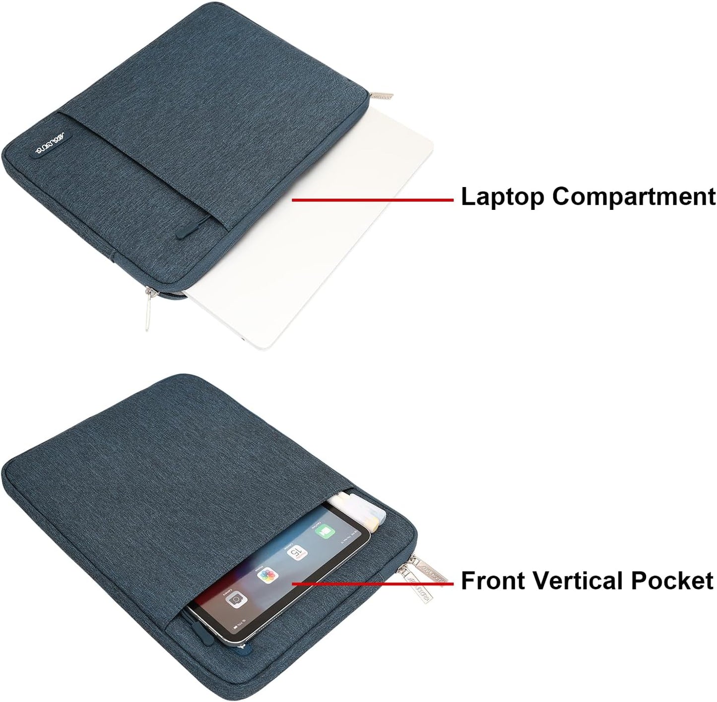 MOSISO Laptop Case 13.3 inch, 13-13.3 inch Laptop Sleeve Compatible with MacBook Air/Pro 13/Pro 14 M5 M4 M3 M2 M1, HP Dell ASUS Lenovo,Polyester Vertical Computer Sleeve Bag with Pocket, Antique Green - Colors B