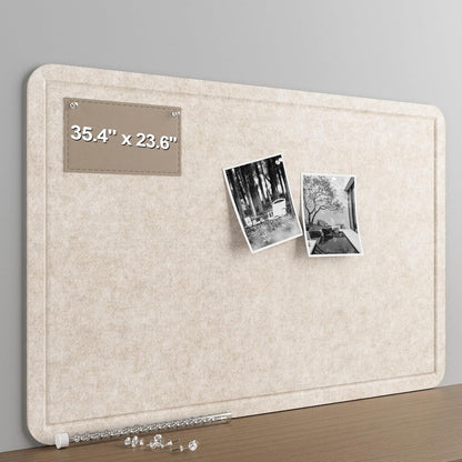 Large Felt Bulletin Board for Wall, 24"x18" Frameless Picture Board, Soft Felt Cork Board for Office, Home Planning & Office Wall Decor, Easy Install Pin Board