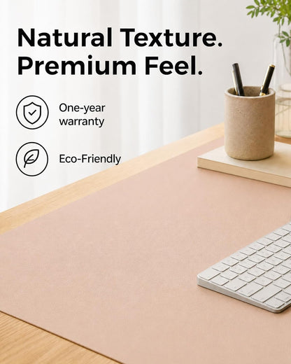 Aothia Dual-Sided Desk Pad - 25.6x13.7 inches Leather Desk Mat, Natural Cork Desk Pad Protector, Large Mouse Pad for Desk, Waterproof Desk Blotter Pad, Desk Writing Pad for Office Work/Home, Black