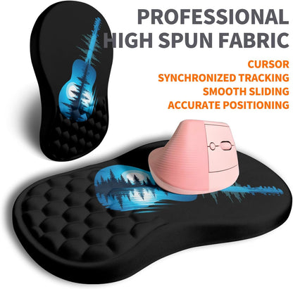 Ergonomic Joint Wrist Support Mouse Pad with Memory Foam Cushion Massage Bump, Carpal Tunnel Pain Relief Mousepad Slope Design for Wrist Rest, 11.8x7.9 in, Black