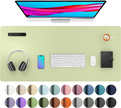 Aothia Leather Desk Pad Protector, Mouse Pad, Office Desk Mat, Non-Slip PU Leather Desk Blotter, Laptop Desk Pad, Waterproof Desk Writing Pad for Office and Home(Dark Blue,31.5" x 15.7") - Colors A