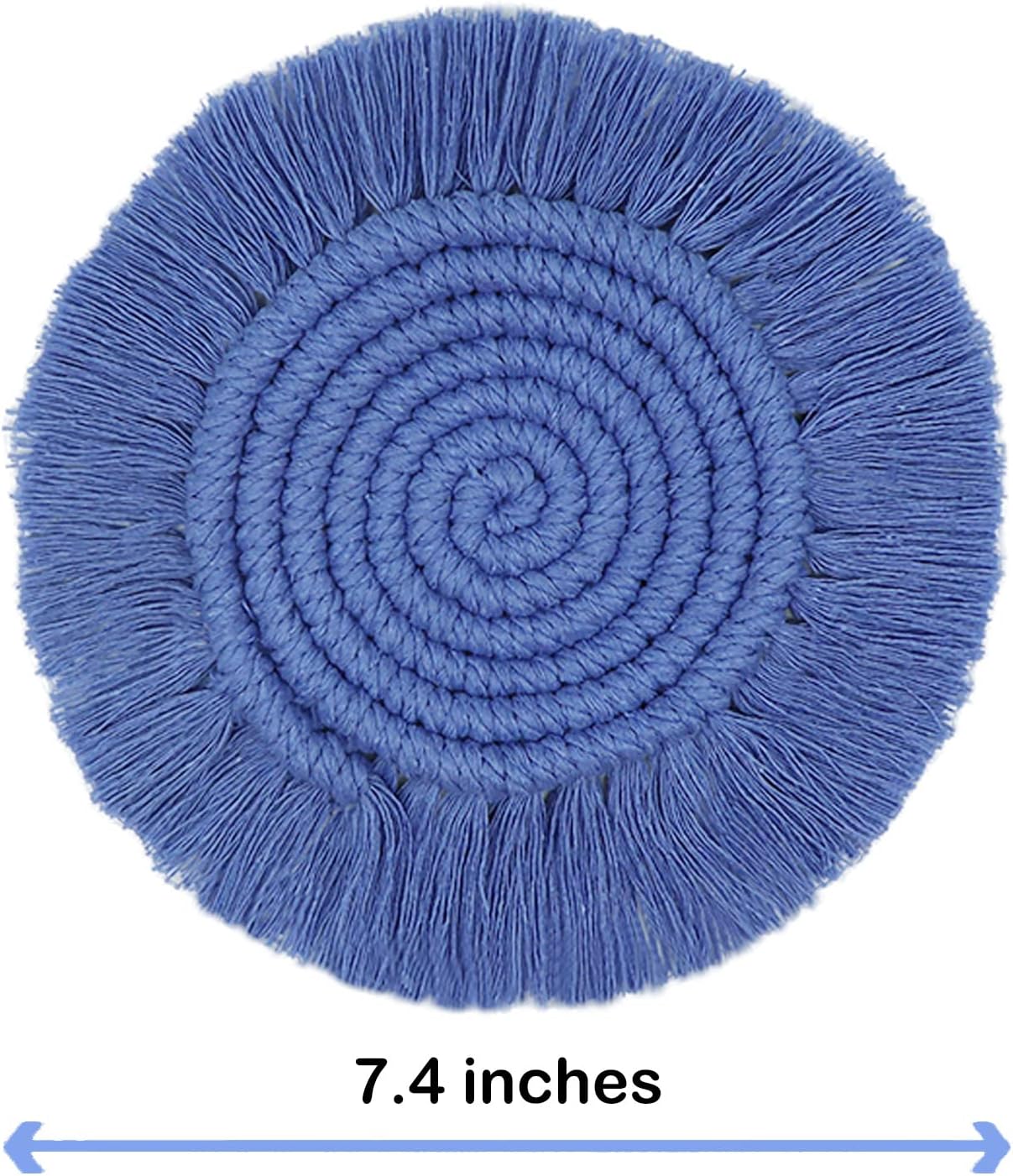 7.4in Boho Coasters for Drinks, Handmade Woven Absorbent Coasters for Desk, Farmhouse Cute Coaster for Mugs Cups - Gifts for Women, Beige
