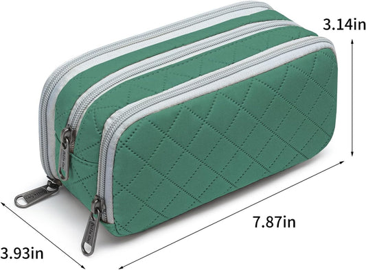 Della Gao Large Pencil Case, Big Capacity Pencil Pouch with 2 Compartments, Office Pencil Bag with Zipper, Big Pen Case for Adults (01-Black)