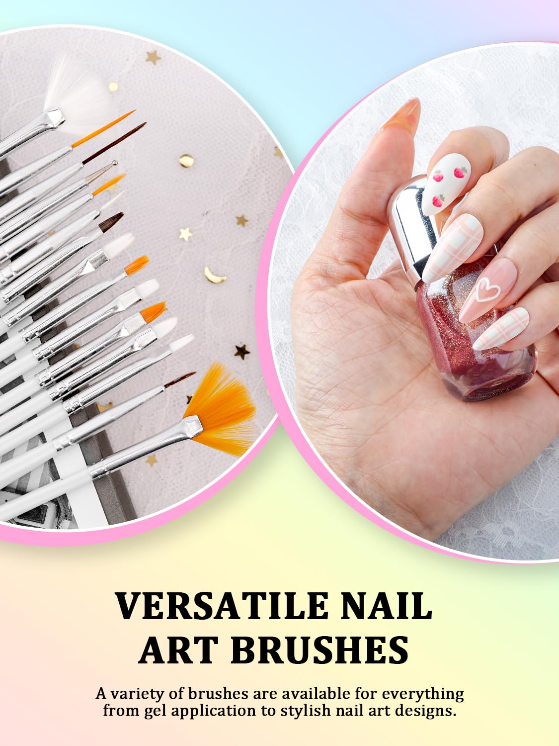YOOVR Nail Art Tools Set, Nail Stand for Press on Holder for Painting Nails, Nail Art Brushes, Liner Brushes, Nail Dotting Tool, Must Haves Design Tools Supplies Kit for Nail Tech & Beginners (Pink)