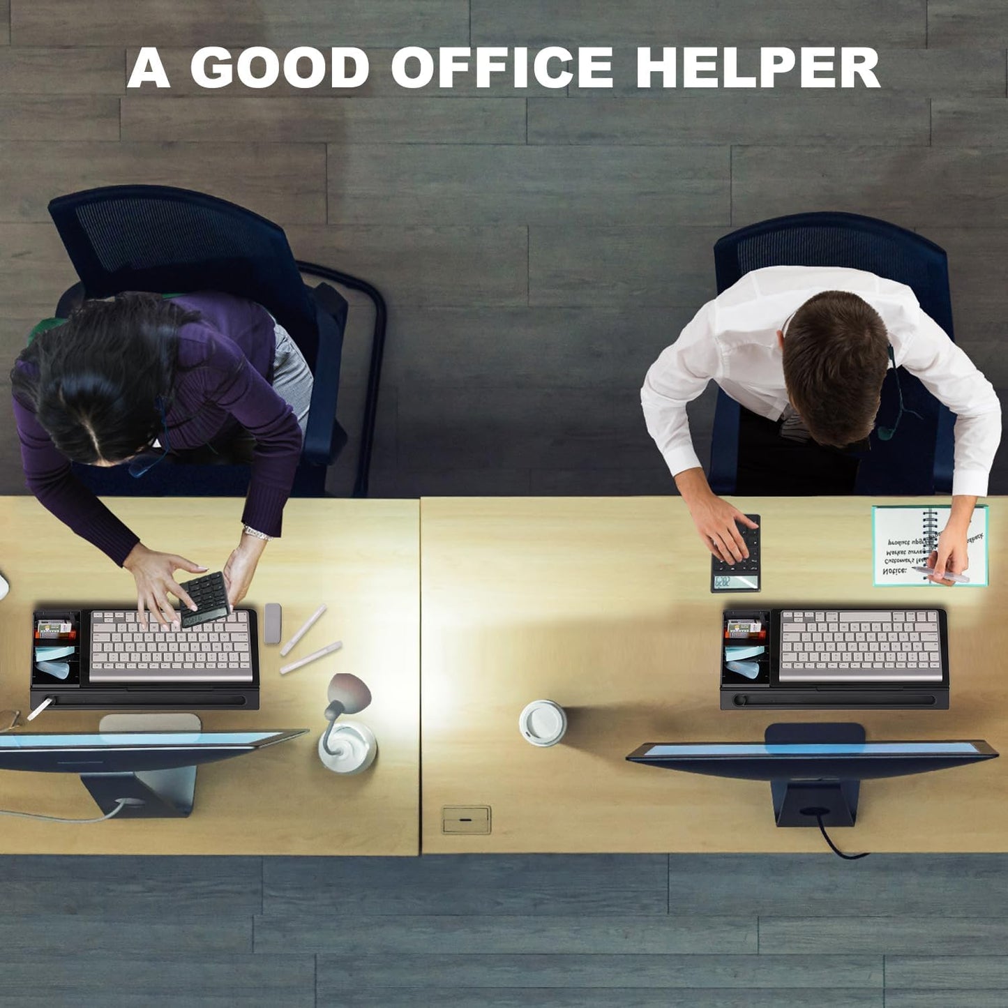 TSJ OFFICE Small Desktop Whiteboard -Glass Dry Erase Board Computer Keyboard Stand White Board Surface Pad with Drawer, Desk Organizers with Accessories for Office, Home, School Supplies - White