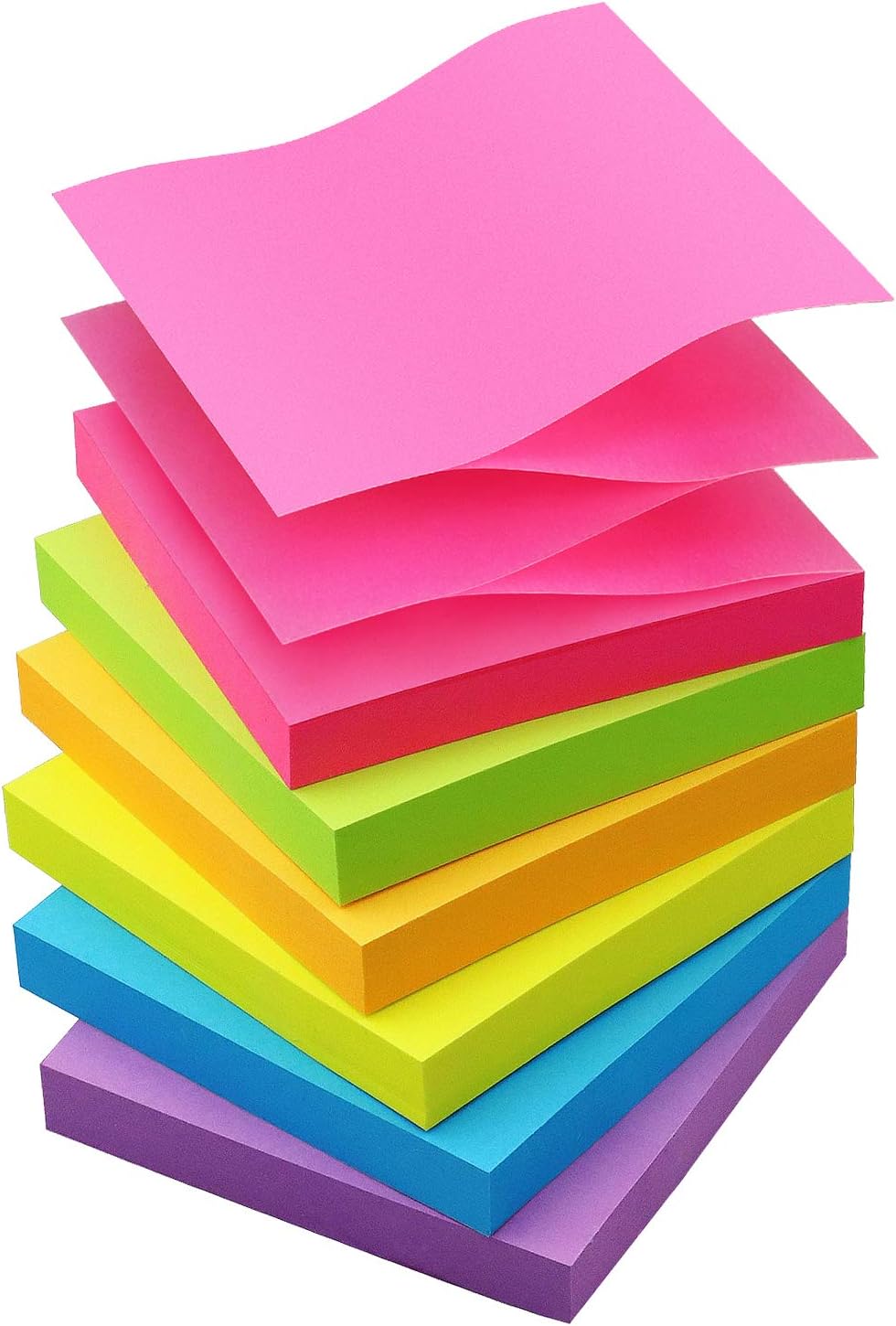 Osboo Sticky Notes 3x3 Pop Up Self-Stick Notes Pads with 6 Bright Colors, Easy to Post for Office, School, Home, 6 Pads/Pack, 100 Sheets/Pad(Pop Up)