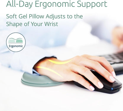 Kensington Mouse Wrist Rest Gel Support Cushion for Mice & Trackballs, Duo Gel Ergonomic Mouse Wrist Support for Pain Relief, Comfortable Non-Skid, Loop Green, 7.4" x 3.27" x 0.7" K62829WW