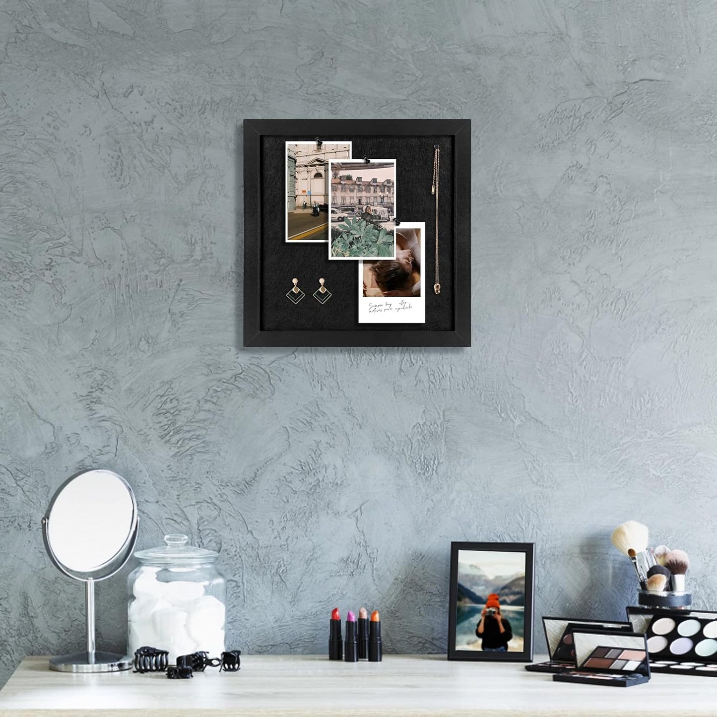Cork Board Bulletin Board, Cork Boards for Walls with Felt, Small Corkboard with White Frame, Decorative Hanging Pin Board for Home School Office, Vision Board, 11.8x11.8 inches White 1pc