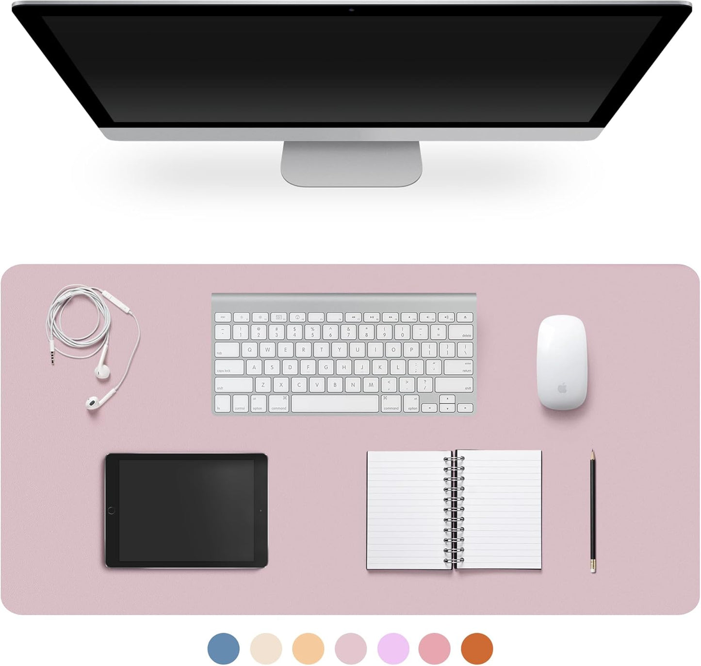 Leather Desk Pad Protector,Non-Slip Desk Pad,on-Slip PU Leather Large Mouse Pad,Easy Clean Desk Protecor Mat,Writing Pad for Office Work/Home/Decor(Black, 23.6" x 13.7")