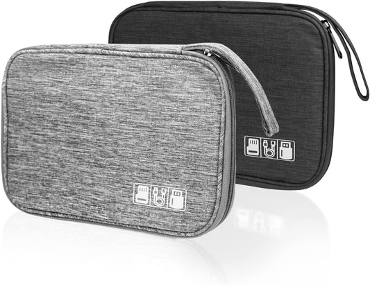 Lcsmaokin Electronics Organizer Travel Case,Electronic Accessories Storage Bag,Portable Waterproof Cable Organizer Bag,Travel Cord Organizer Bag for Small Charging Cord Storage,Cables,SD Card (Grey)
