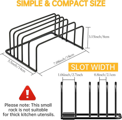 Kitchen Cutting Board Organizer Rack, 5-Slot Storage Holder for Boards, Bakeware, Cookie Sheets (1pc Black)
