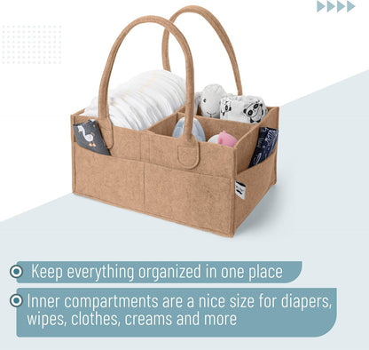 Mr. Pen- Baby Diaper Caddy Organizer, Gray, Medium, Nursery Storage Bin and Car Organizer for Diapers and Baby Wipes