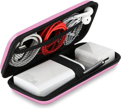 iMangoo Travel Essential Electronics Organizer Pouch Charger Case, Shockproof Dual Zipper Power Bank Cables Tech Accessories Purse, Men & Women Travel Must Have Storage Bag, 6.5x3.2x1 inch Rose Gold