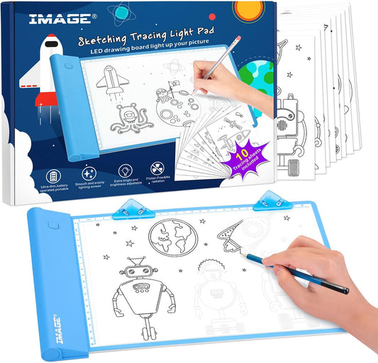 IMAGE Light Up Tracing Pad Pink Drawing Tablet Coloring Board for Kids Children to for Girls Boy (Includes 10 Traceable Sheets and Two Clips)