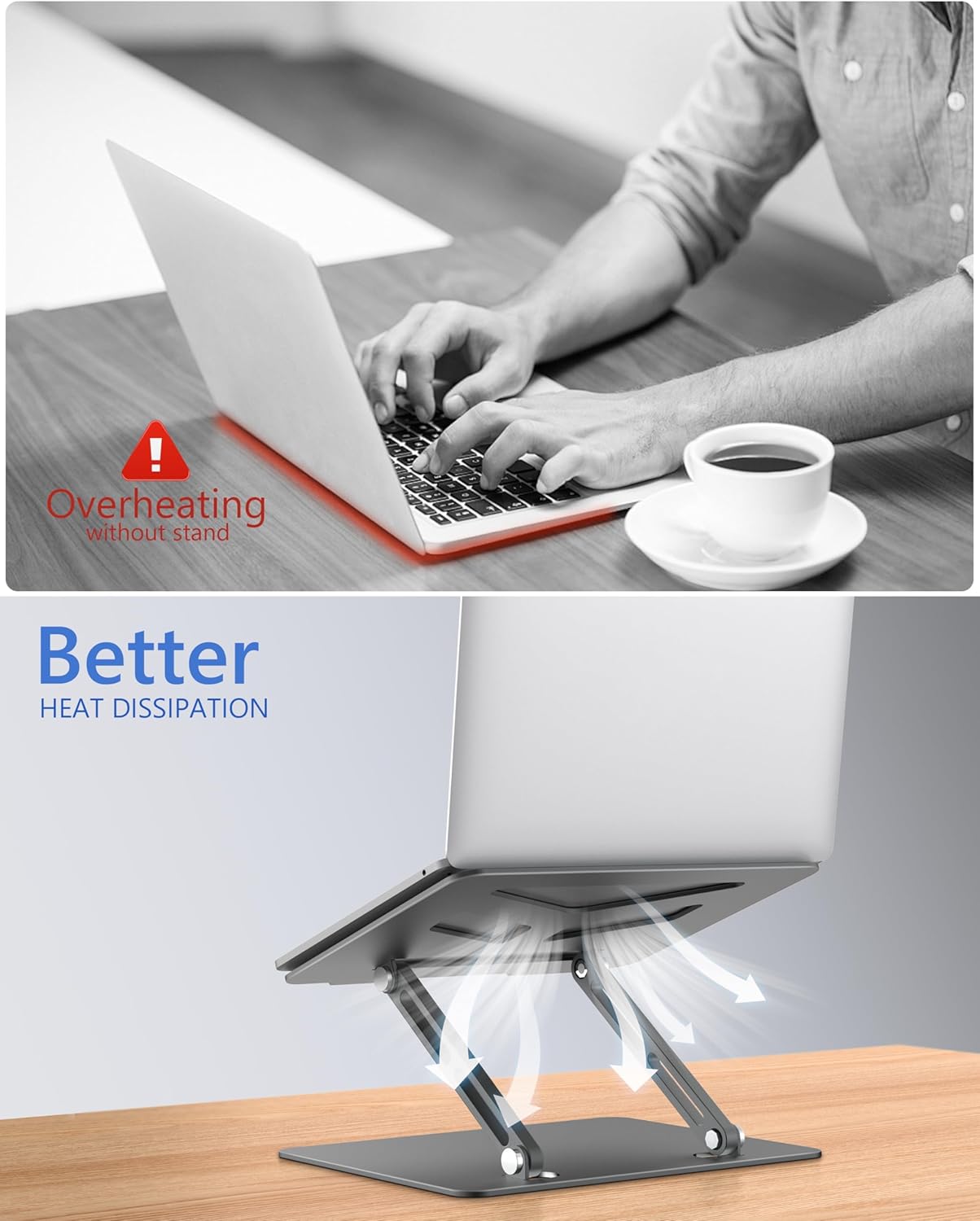 JCZT Adjustable Laptop Stand for Desk, Metal Foldable Laptop Riser, Portable Laptop Holder Mount, Ventilated Cooling Computer Notebook Stand for MacBook Air Pro, All 10-16'' Notebooks Laptops, Pink
