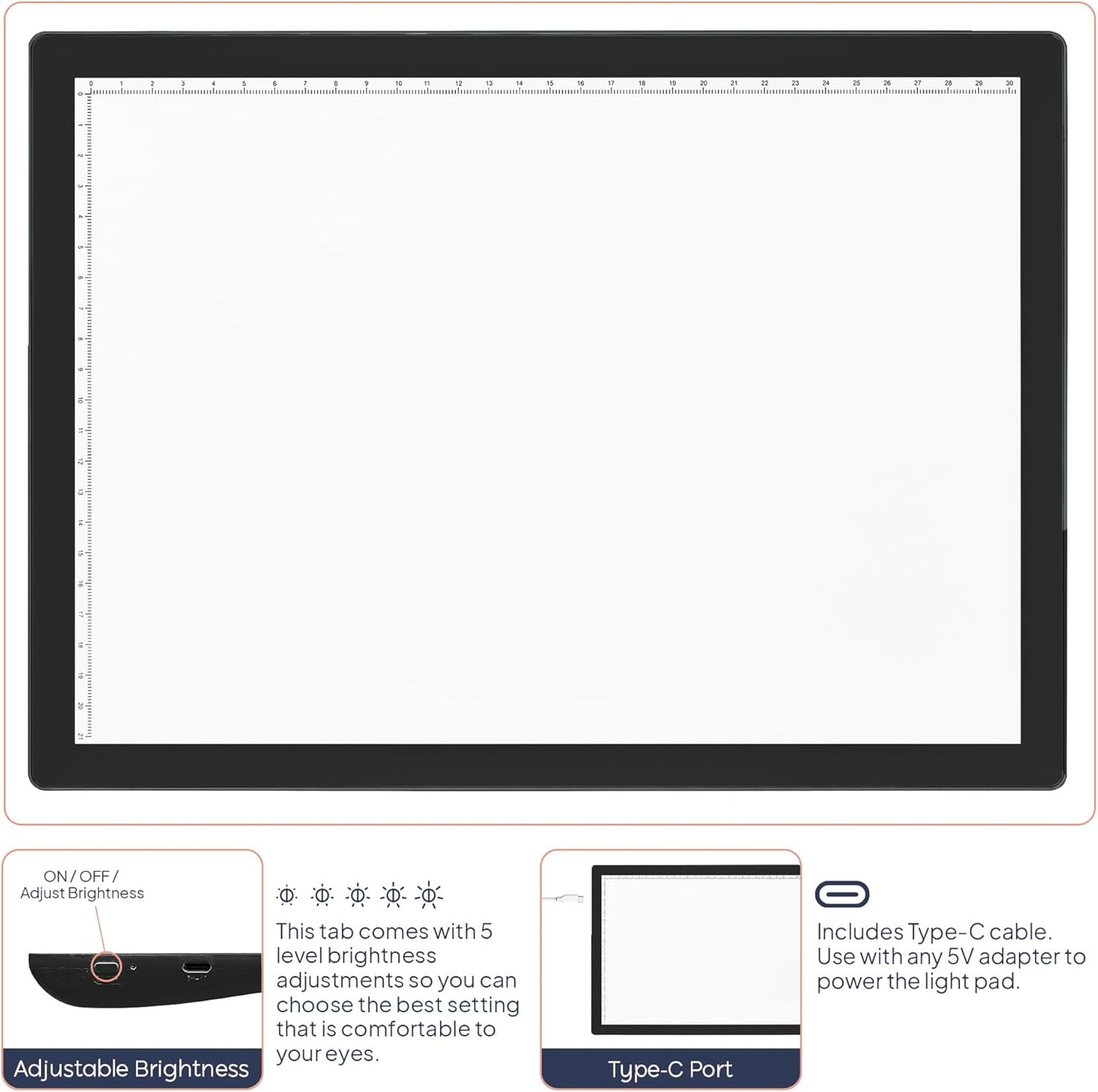 iVyne Rechargeable A4 Light Pad for Tracing & Weeding - LED Light Board for Weeding Vinyl - for Cricut Vinyl Weeding Tools - Ultra-Thin & Portable - Perfect for Artists & Crafters - Pink