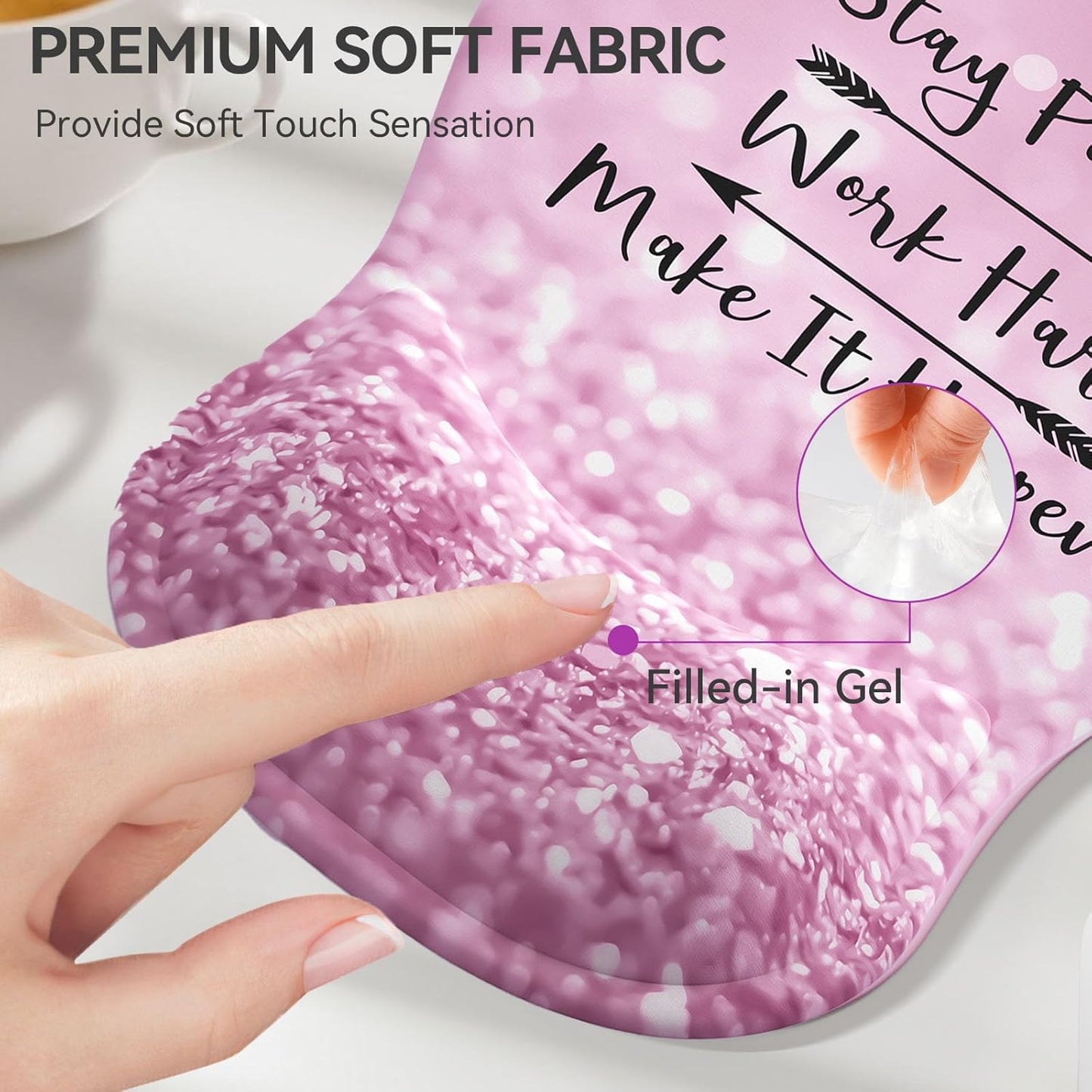 Ergonomic Mouse Pad with Wrist Rest,Cute Gel Mousepad Wrist Support - Small Mini Portable for Travel Mouse Pads for Desk Laptop,Computer,Office & Home Decor (Pink&Light Pink)
