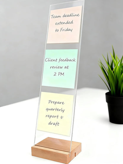 Monitor Memo Board,Detachable Acrylic Sticky Note Holder - Transparent Desktop Monitor Memo Board Stand for Computer Laptop, Portable Message Panel Reminder Office Desk Accessories (2PCS)