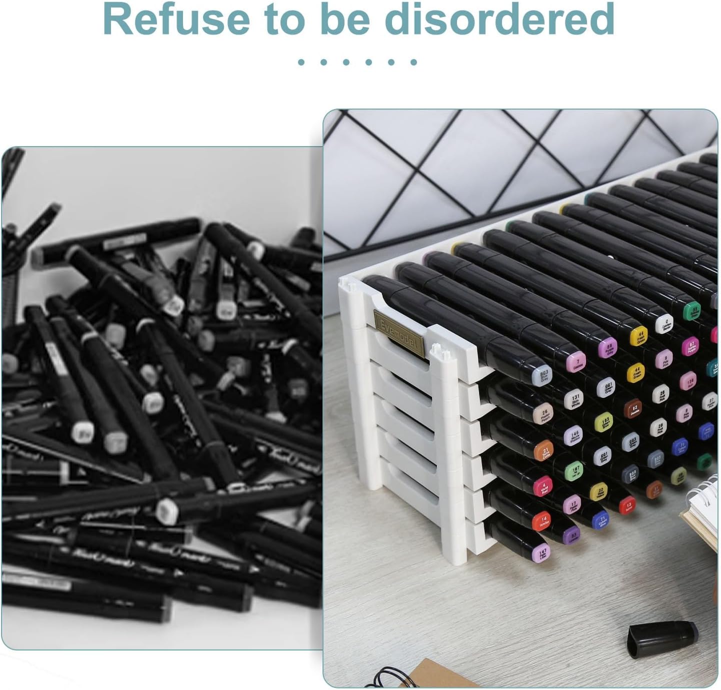 Universal 6 Layers Tray Universal Marker Storage Rack, Penholder Display for 90 Pens SN01 Pencil Organizer Holder for Desk (Clear-6 layers)