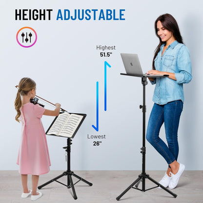 CAHAYA Projector Tripod Stand Adjustable: Height 29 to 65in Projector with Casters Universal Laptop Stand Portable Multifunctional DJ Rack Stand for Outdoor Movies Computer Book DJ Equipment CY0332