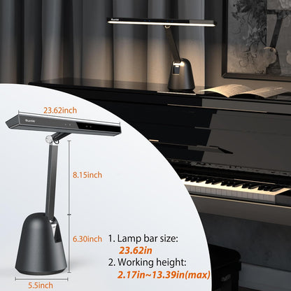 Quntis 55'' Ultra Wide Illumination Piano Light, 12W LED Professional Eye Caring Piano Lamp with Auto-Dimming, Dimmable Modern Reading Lamp, 2H Timer, Music Stand Light for Upright Piano