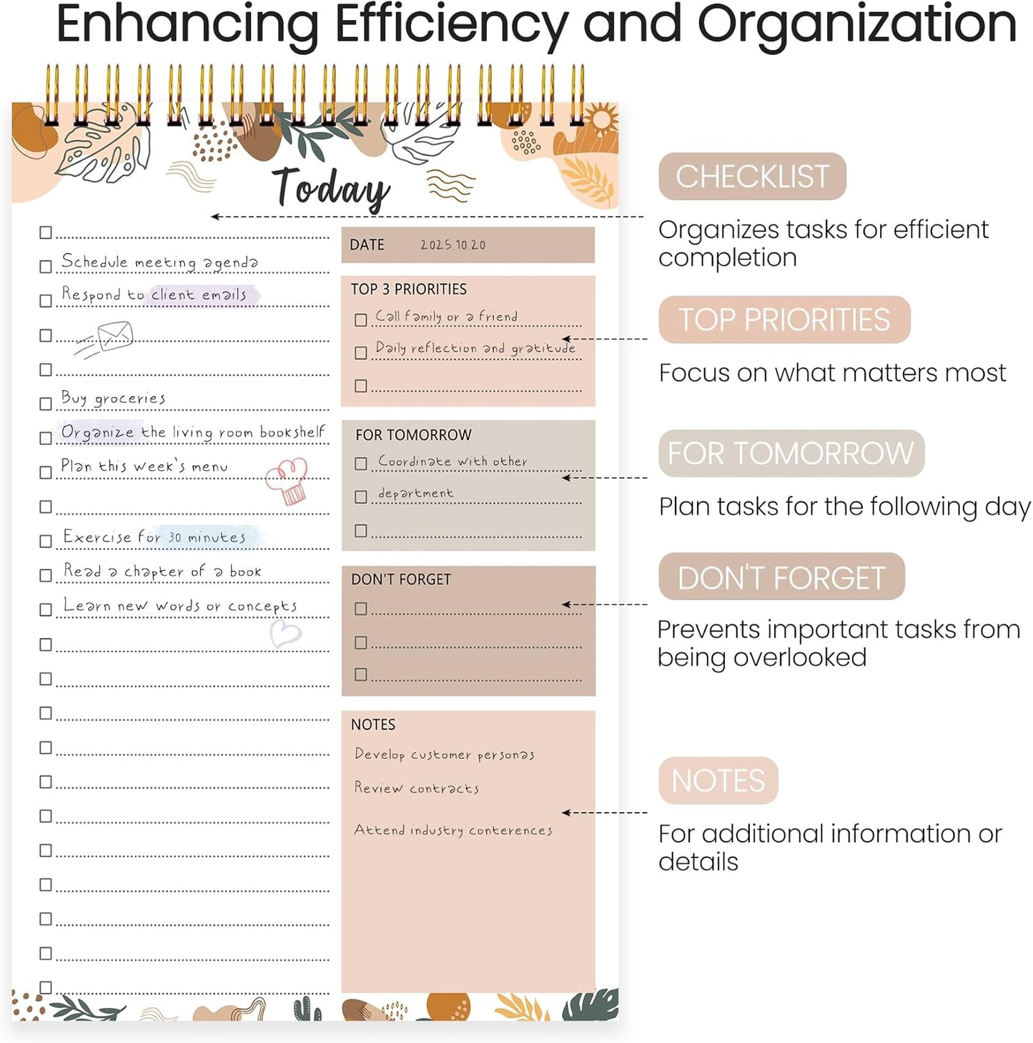 To Do List Notepad - To Do List Notebook for Work with 52 Sheets, Undated Daily Planner Perfect for Enhanced Productivity and Goal Achievement - Green