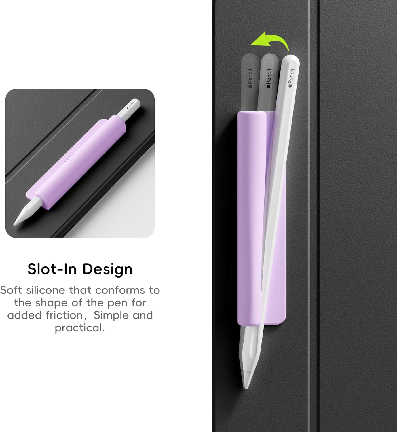 ELETIUO Silicone Pencil Holder Sleeve,Compatible with Apple Pencil (USB-C),Apple Pencil 1st/ 2nd Generation,Strong Adhesive Sticky Attached to iPad Case for Stylus Pens,Black