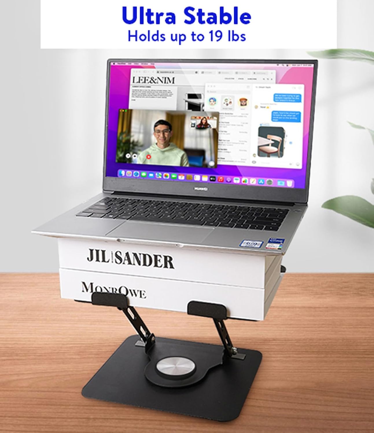 Uncaged Ergonomics Swivel Laptop Stand for Desk, Adjustable Computer iPad Stand for Desk w/ 360 Rotation, Portable Laptop Holder for Home Office Ergonomic Supplies