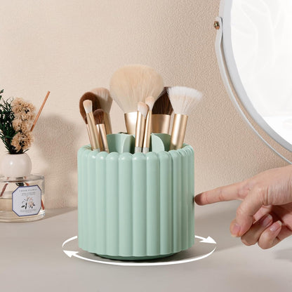Anyoifax 360 Rotating Makeup Brush Holder 7 Slots Make Up Brush Organizer Removable Spinning Cosmetic Brushes Storage Pen Holder for Vanity, Dresser, Desk, White
