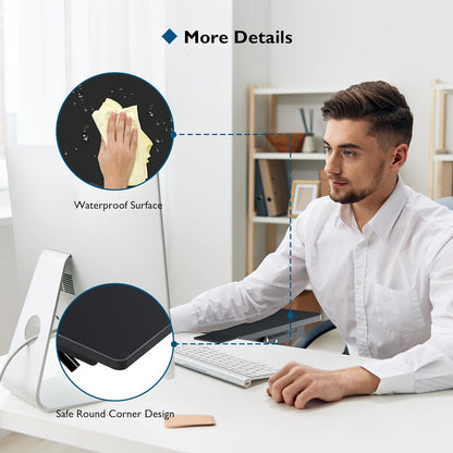 BONTEC Desk Extender Tray, 11.8"x5.9" Table Mount Arm Wrist Rest Shelf, 90°Foldable Elbow Support, Clamp on Computer Arm Rest for Desk, Office & Home Use, Durable & Easy to Install, Black Carbon Fiber