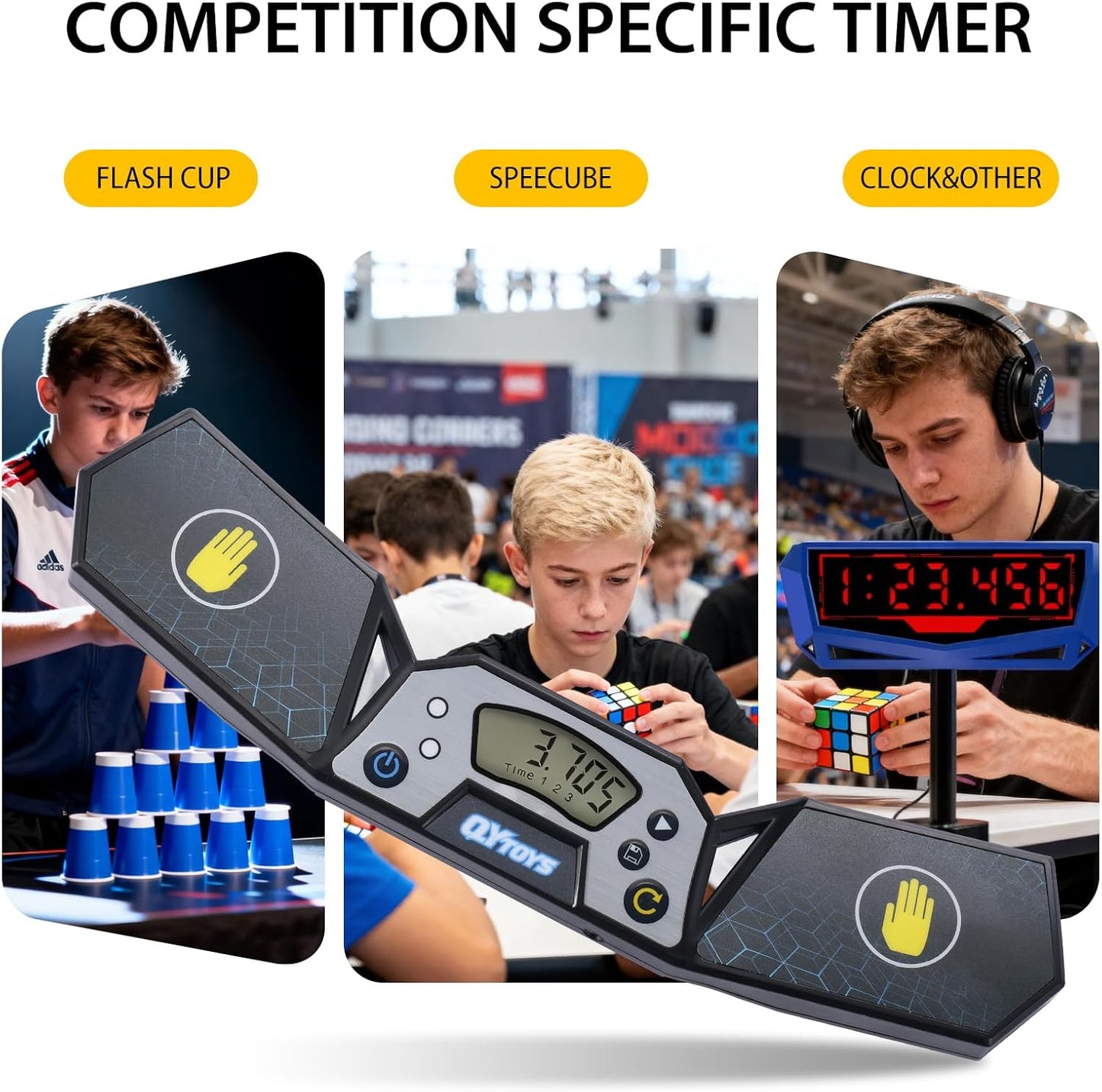 Professional Speed Cube Timer,Touch Control Timer with Display, Cube Race Stack Competition a Great Gifts